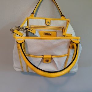 Calvin Klein Britney Canvas Tote, Natural/Marigold